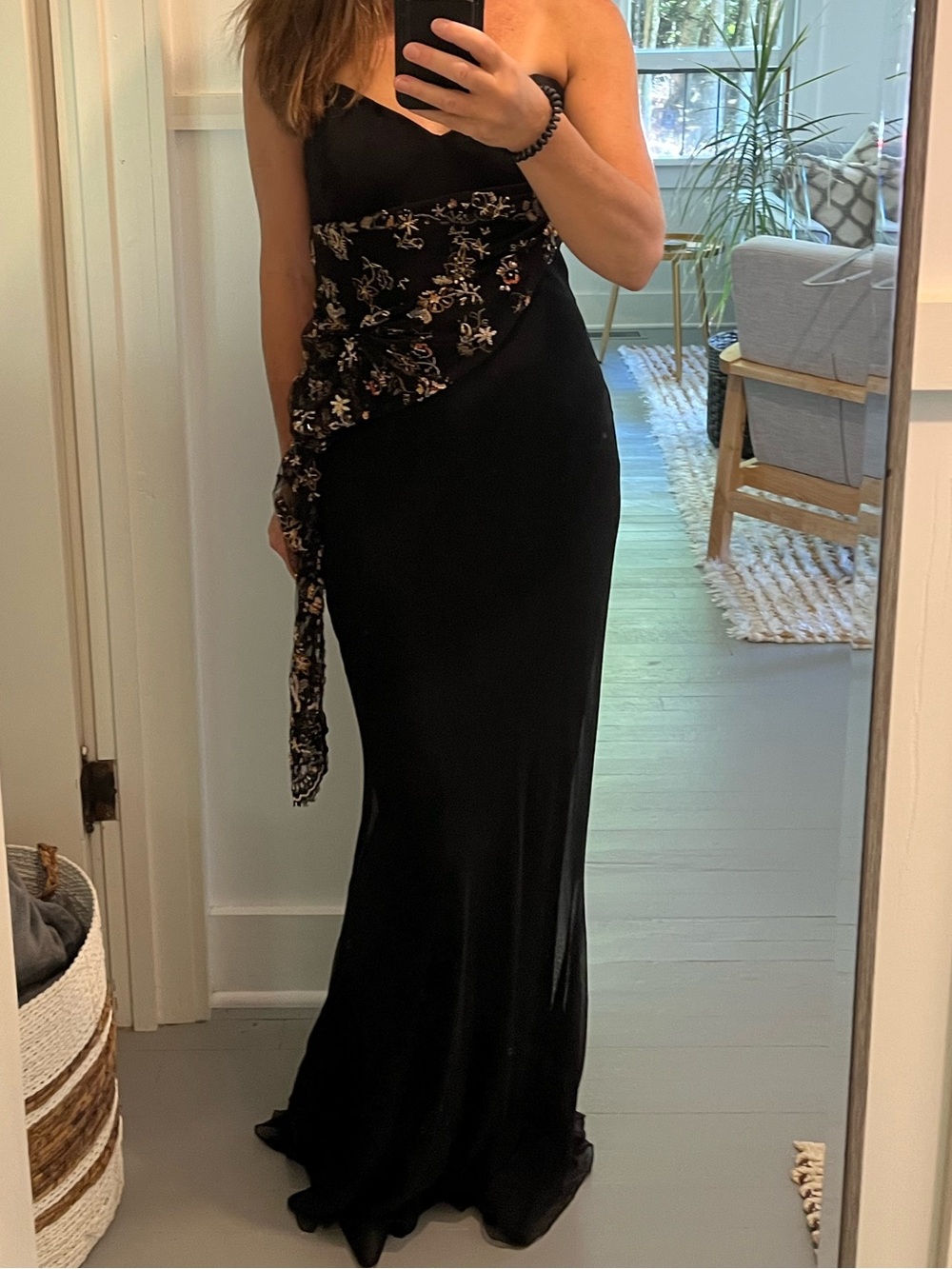 VICKY TIEL Couture Paris Bergdorf Goodman Black Beaded Y2k Gown Dress  40 8